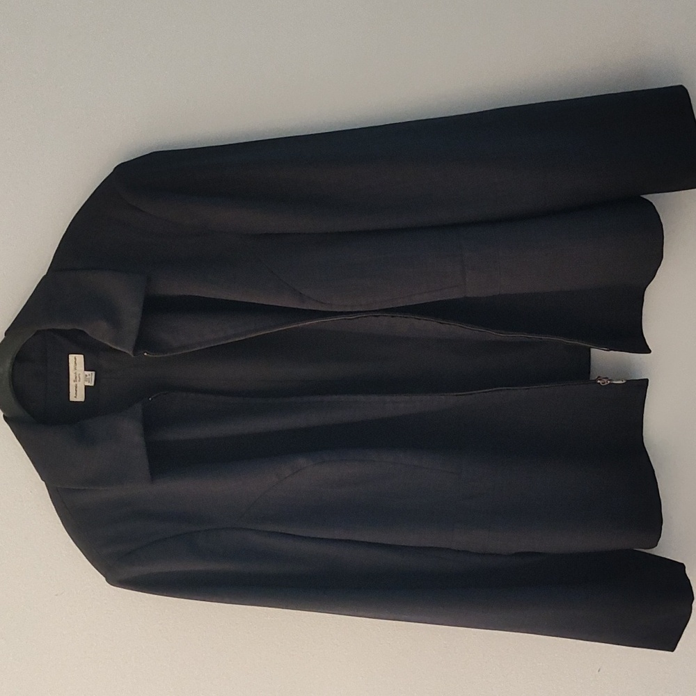 Amanda Smith Blazer Jacket Gray Size 22 W Zip Front Long Sleeve  Classic Office